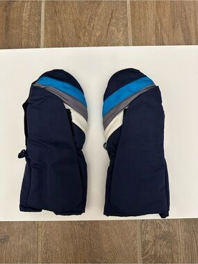 Target Navy Winter Mittens with Blue, Gray & White Stripes Size 2-5T